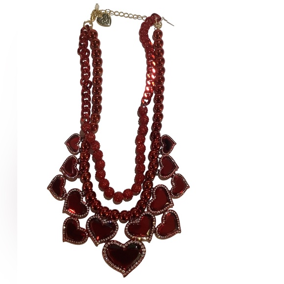 Betsey Johnson Love Spell Heart Bib Necklace New - Picture 2 of 5